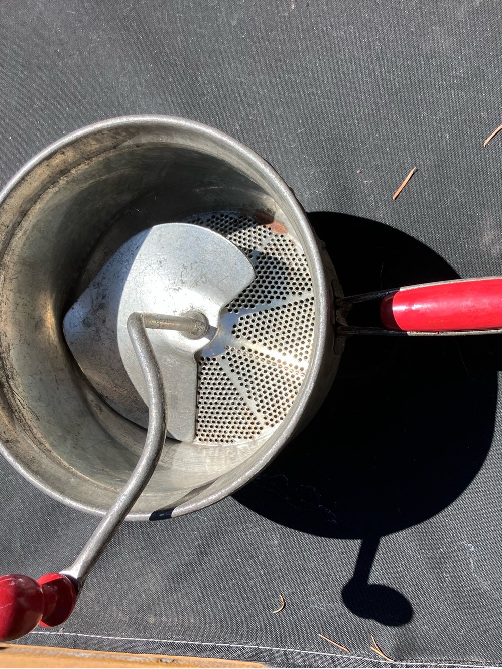1930’s Foley Food Mill with red handle 4 cup applesauce or seed separator